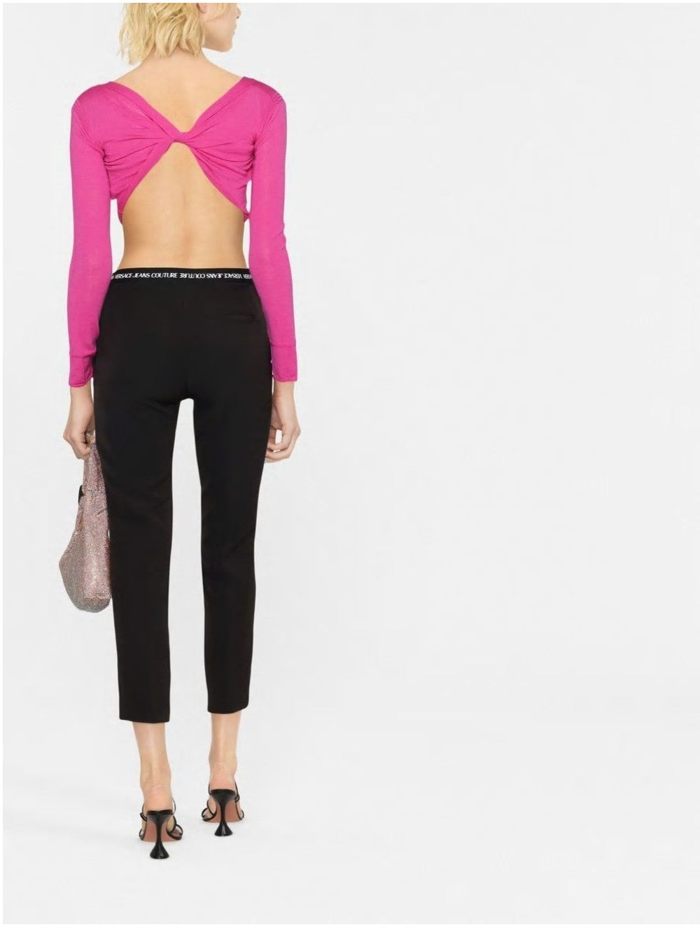 Versace Jeans Couture PANTALONI SARTORIALI CON LOGO IN VITA Nero