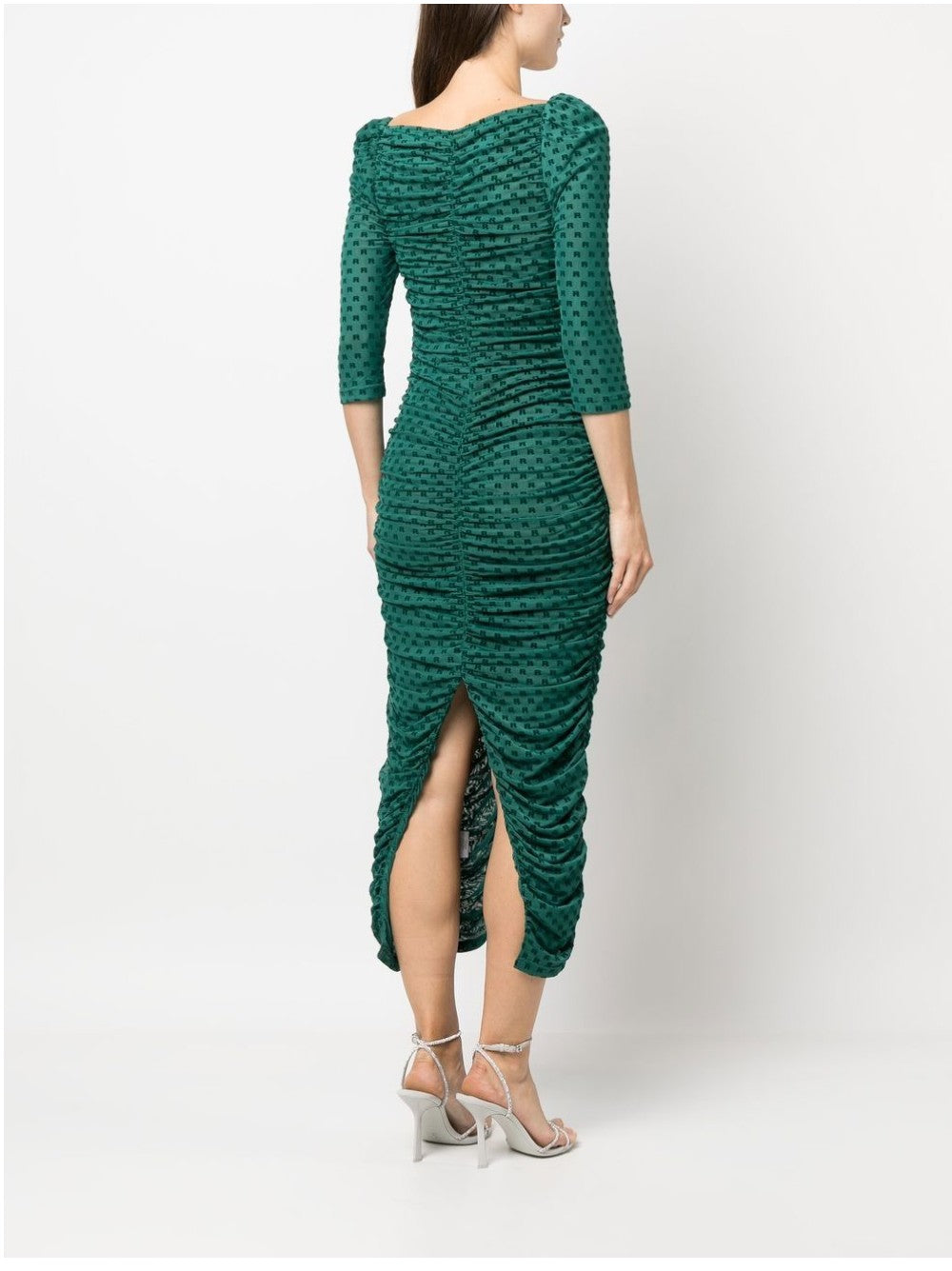 Rotate MIDI DRESS WITH HEART NECK Green