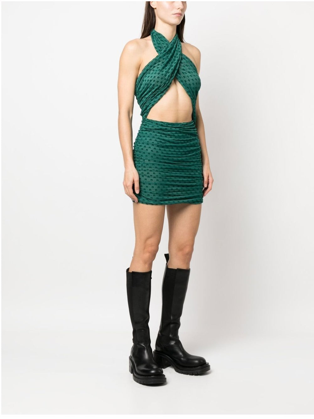 Rotate SHORT DRESS WITH HAT NECK Green
