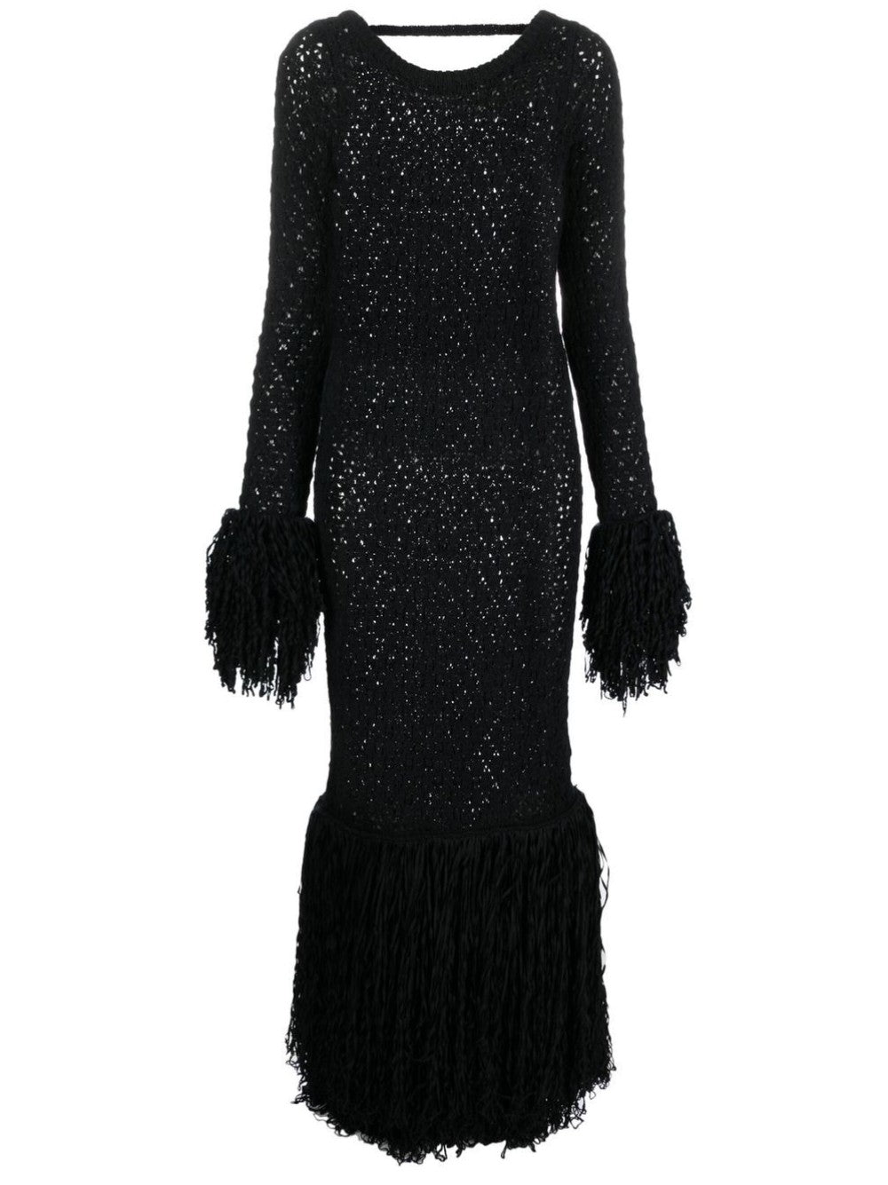 Rotate ABITO A MAGLIA LUNGO CON FRANGE Nero