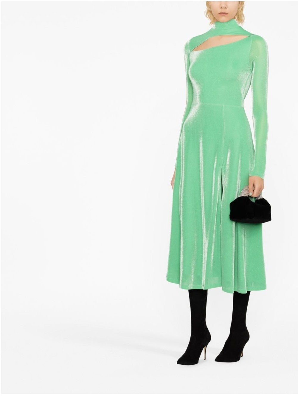 Rotate MIDI CUT-OUT DRESS Green