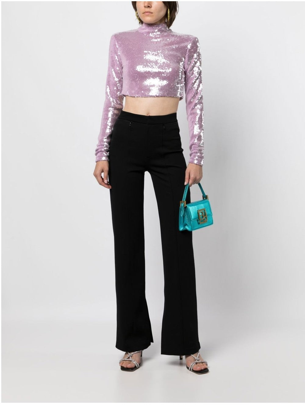 Rotate CROP TOP WITH SEQUINS Purple