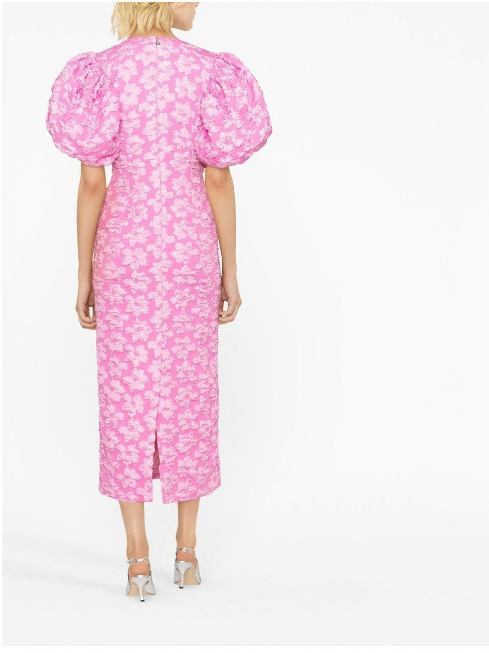 Rotate ABITO MIDI A FIORI CON EFFETTO JACQUARD Fucsia