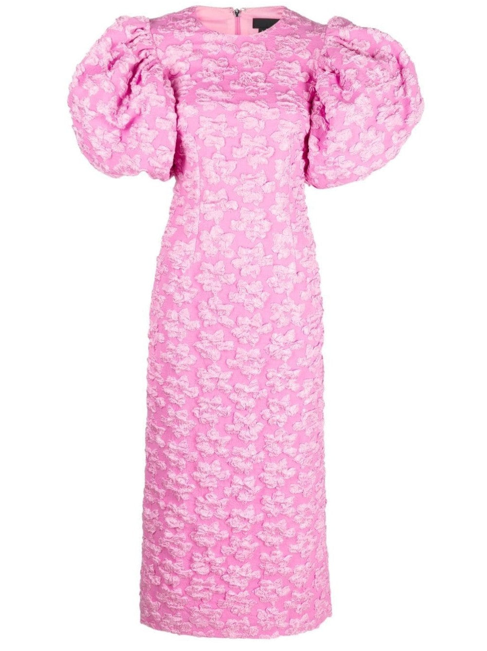 Rotate ABITO MIDI A FIORI CON EFFETTO JACQUARD Fucsia