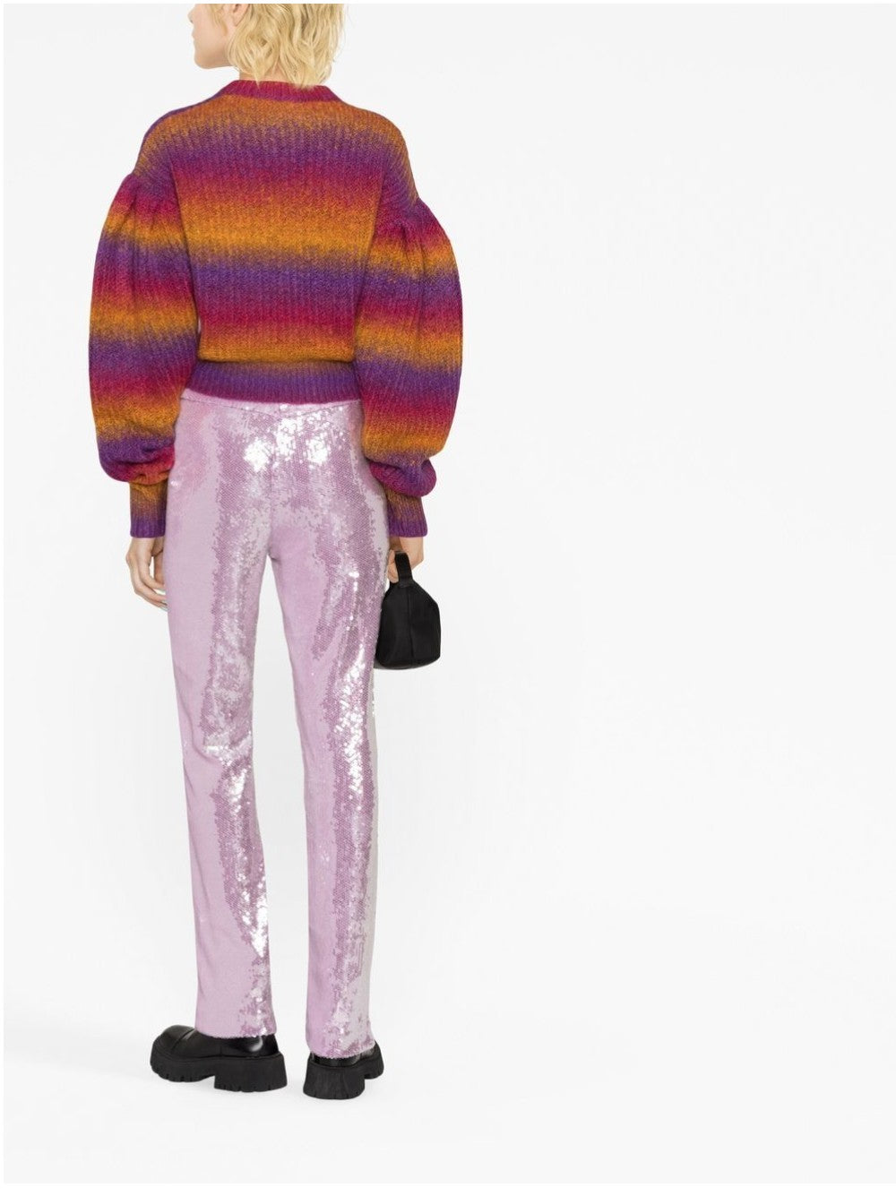Rotate SWEATER WITH BALLOON SLEEVES AND PINK LOGO