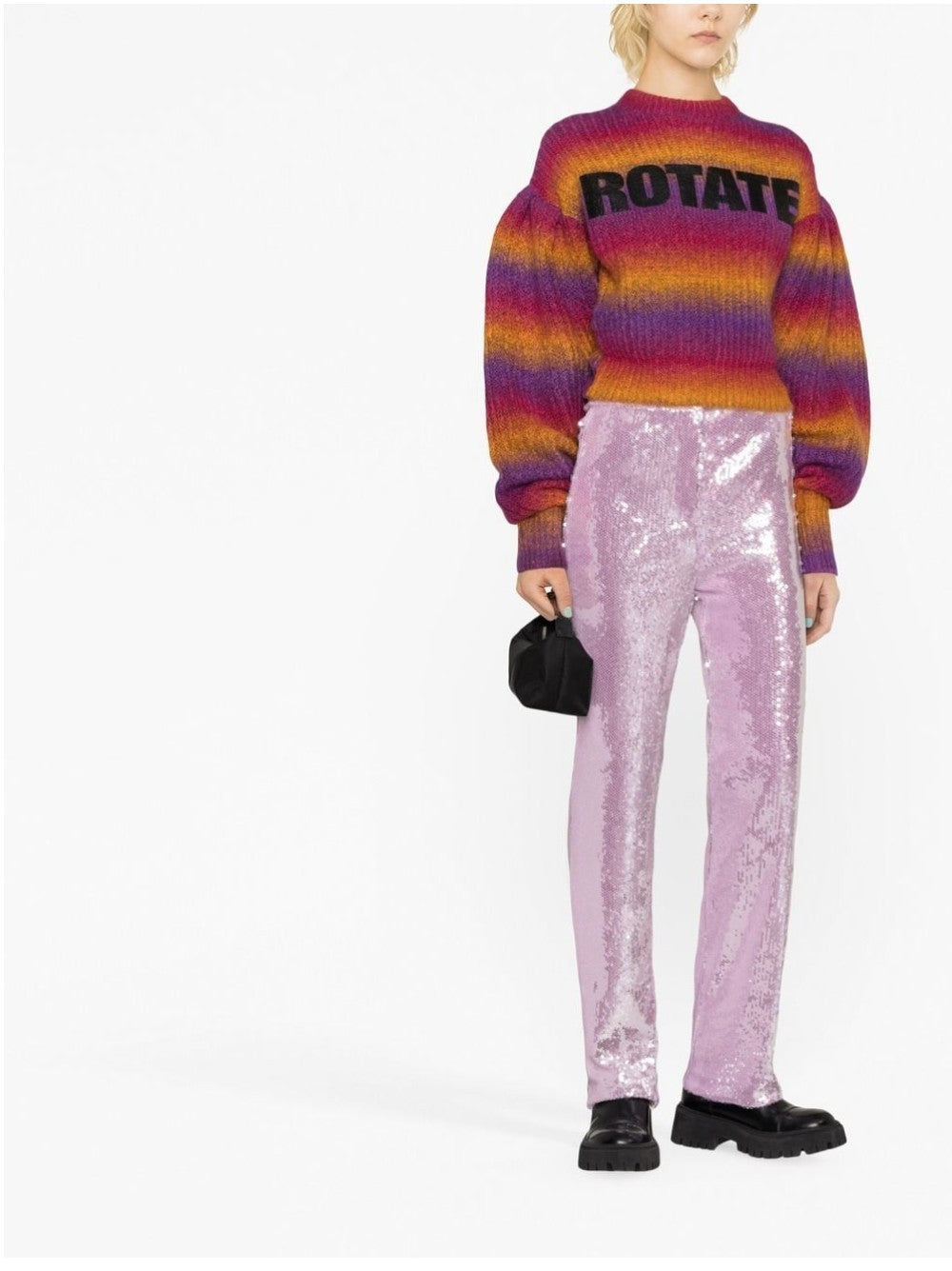 Rotate SWEATER WITH BALLOON SLEEVES AND PINK LOGO