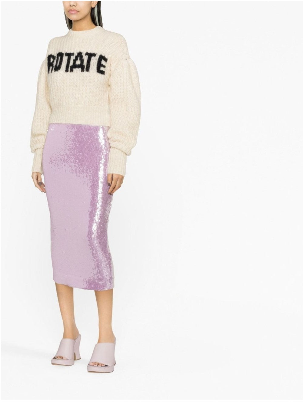 Rotate MAGLIA CON MANICHE A PALLONCINO E LOGO Bianco