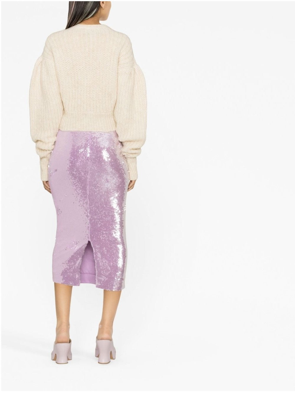 Rotate SWEATER WITH BALLOON SLEEVES AND LOGO White