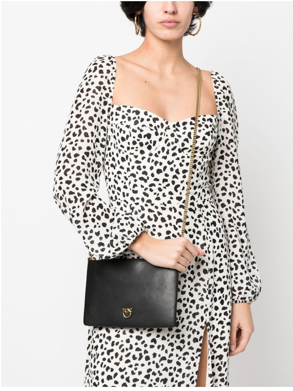 Pinko BORSA FLAT IN PELLE MANO SETA Nero