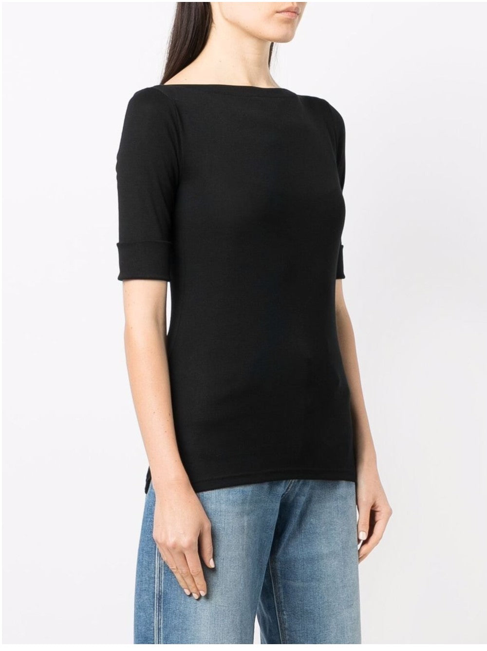 Lauren Ralph Lauren T-SHIRT CON SCOLLO A BARCHETTA Nero