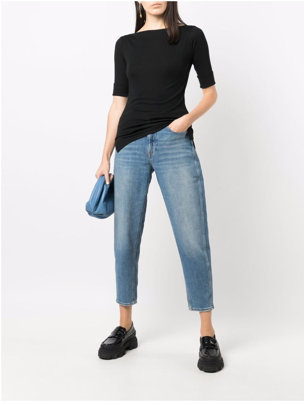 Lauren Ralph Lauren T-SHIRT CON SCOLLO A BARCHETTA Nero