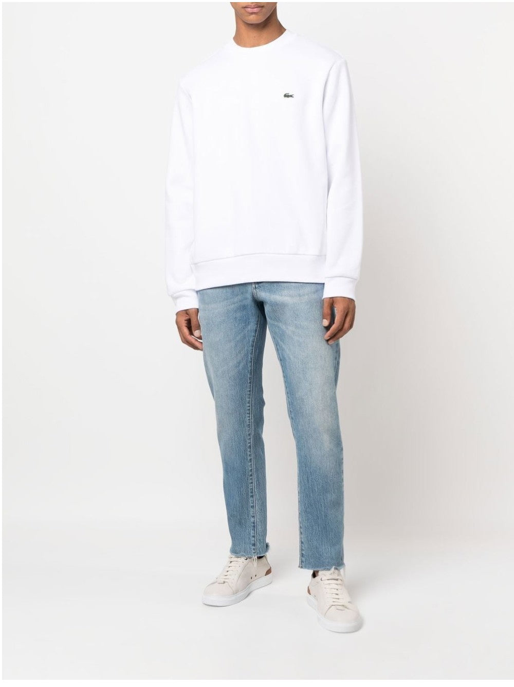 Lacoste FELPA CON LOGO RICAMATO Bianco